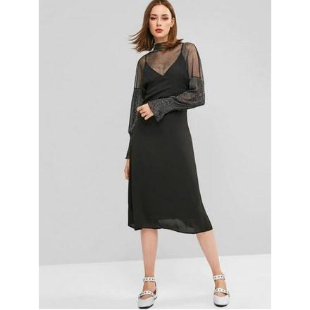 Back Zipper Solid Midi Pinafore Dress Back Zipper Solid Midi Pinafore Dress