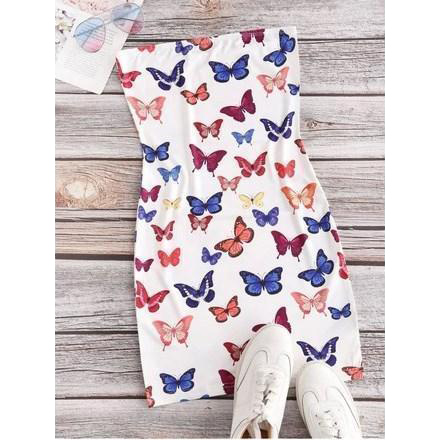 Bodycon Butterfly Print Bandeau Dress Bodycon Butterfly Print Bandeau Dress